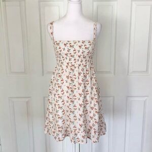 Abercrombie and fitch apricot peach patterned smocked sun dress